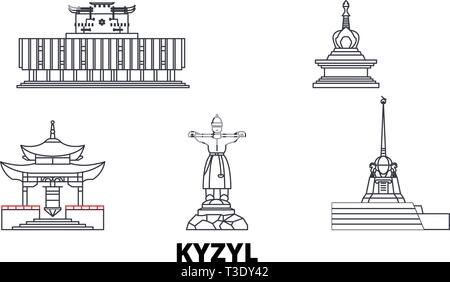 Russland, Kyzyl line Reisen Skyline. Russland, Kyzyl Umrisse Stadt Vektor-illustration, Symbol, Reisen, Sehenswürdigkeiten, Wahrzeichen. Stock Vektor