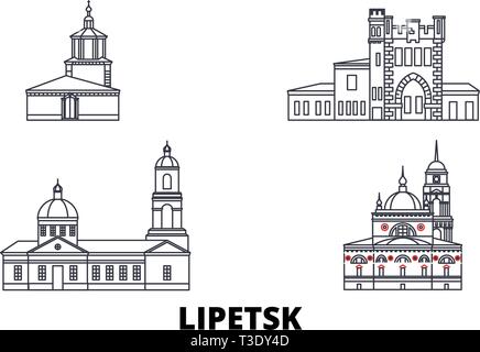 Russland, Lipetsk line Reisen Skyline. Russland, Lipetsk Umrisse Stadt Vektor-illustration, Symbol, Reisen, Sehenswürdigkeiten, Wahrzeichen. Stock Vektor