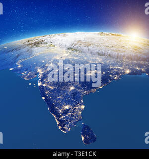 Indien aus dem Weltraum. Elemente dieses Bild von der NASA eingerichtet. 3D-Rendering Stockfoto