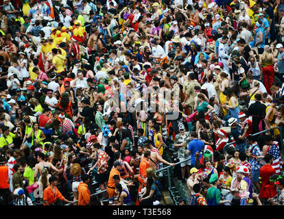 Rugby Fans an der Hong Kong Sevens. Stockfoto