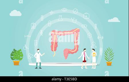 Menschlichen Gesundheit mit Arzt im Gespräch mit Medical Icon-Vector Illustration Stock Vektor
