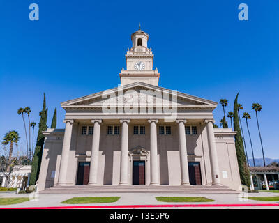 Redlands, Mar 20: Außenansicht der Gedenkstätte Kapelle in Universität Redlands am 20.März 2019 in Redlands, Kalifornien Stockfoto