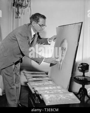 Dr. Estebon Valderrama Zeichnung Portrait von Präsident Franklin Roosevelt Ca. 1940 Stockfoto