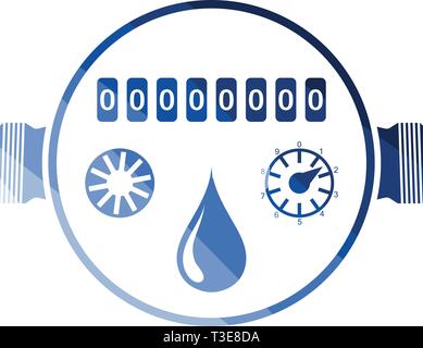 Wasser-Zähler-Symbol. Flache Farbgestaltung. Vektor-Illustration. Stock Vektor
