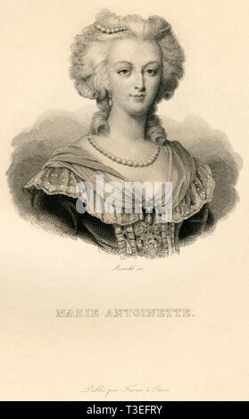 Europa, Frankreich, Marie Antoinette, Königin von Frankreich, Kupferstich von Marckl (GEB. 1807 in Paris), wahrscheinlich 1830er-1840er Jahre? , Stockfoto