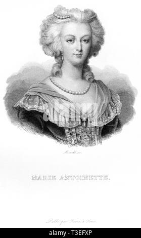 Europa, Frankreich, Marie Antoinette, Königin von Frankreich, Kupferstich von Marckl (GEB. 1807 in Paris), wahrscheinlich 1830er-1840er Jahre? , Stockfoto