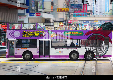 Rikscha Sightseeing Bus, Hong Kong, SAR, China Stockfoto