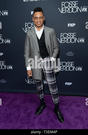New York, NEW YORK - April 8, 2019: Ryan Jamaal Swain besucht Premiere Fosse/Verdon von FX-Netzwerk an Gerald Schoenfeld Theatre Stockfoto