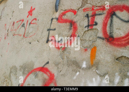 Politische Graffitis, Cardona, Provinz Barcelona, Katalonien, Spanien Stockfoto