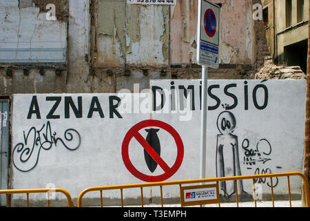 Politische Graffitis, Cardona, Provinz Barcelona, Katalonien, Spanien Stockfoto