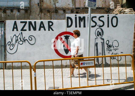 Politische Graffitis, Cardona, Provinz Barcelona, Katalonien, Spanien Stockfoto