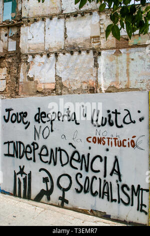 Politische Graffitis, Cardona, Provinz Barcelona, Katalonien, Spanien Stockfoto