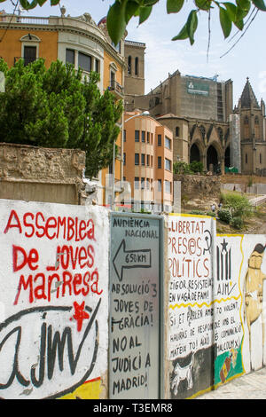 Politische Graffitis, Cardona, Provinz Barcelona, Katalonien, Spanien Stockfoto