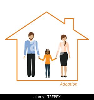 Annahme eines Mädchens Familie in einem Haus Vektor-illustration EPS 10. Stock Vektor