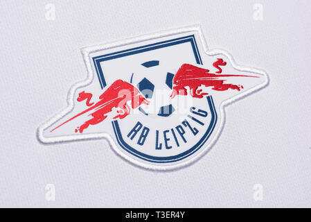 Nahaufnahme von RB Leipzig Shirt. Stockfoto