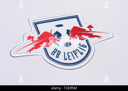 Nahaufnahme von RB Leipzig Shirt. Stockfoto