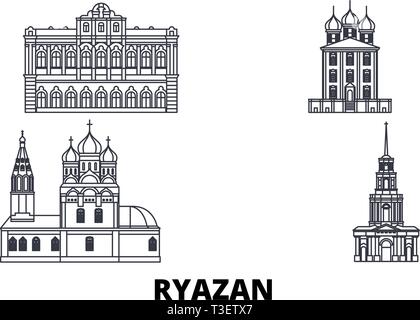 Russland, Ryazan line Reisen Skyline. Russland, Ryazan Umrisse Stadt Vektor-illustration, Symbol, Reisen, Sehenswürdigkeiten, Wahrzeichen. Stock Vektor