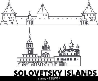 Russland, Solovetsky Inseln line Reisen Skyline. Russland, Solovetsky Inseln Übersicht Stadt Vektor-illustration, Symbol, Reisen, Sehenswürdigkeiten, Wahrzeichen. Stock Vektor