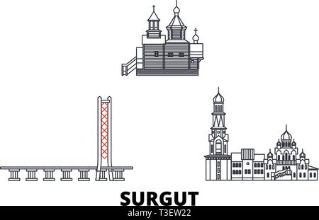 Russland, Surgut line Reisen Skyline. Russland, Surgut Umrisse Stadt Vektor-illustration, Symbol, Reisen, Sehenswürdigkeiten, Wahrzeichen. Stock Vektor