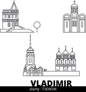 Russland, Wladimir line Reisen Skyline. Russland, Wladimir Umrisse Stadt Vektor-illustration, Symbol, Reisen, Sehenswürdigkeiten, Wahrzeichen. Stock Vektor