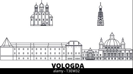 Russland, Vologda line Reisen Skyline. Russland, Vologda Umrisse Stadt Vektor-illustration, Symbol, Reisen, Sehenswürdigkeiten, Wahrzeichen. Stock Vektor