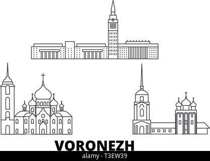 Russland, Woronesch line Reisen Skyline. Russland, Woronesch Umrisse Stadt Vektor-illustration, Symbol, Reisen, Sehenswürdigkeiten, Wahrzeichen. Stock Vektor