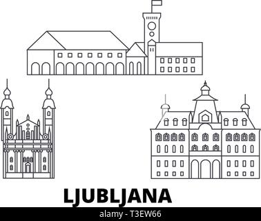 Slowenien, Ljubljana line Reisen Skyline. Slowenien, Ljubljana Umrisse Stadt Vektor-illustration, Symbol, Reisen, Sehenswürdigkeiten, Wahrzeichen. Stock Vektor