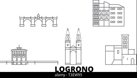 Spanien, Logrono line Reisen Skyline. Spanien, Logrono Umrisse Stadt Vektor-illustration, Symbol, Reisen, Sehenswürdigkeiten, Wahrzeichen. Stock Vektor