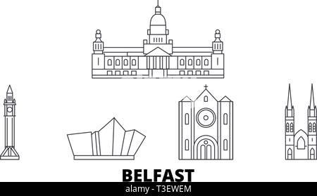 Vereinigtes Königreich, Belfast line Reisen Skyline. Vereinigtes Königreich, Belfast Umrisse Stadt Vektor-illustration, Symbol, Reisen, Sehenswürdigkeiten, Wahrzeichen. Stock Vektor