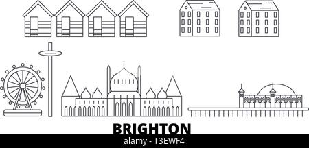 Großbritannien, Brighton line Reisen Skyline. Großbritannien, Brighton Umrisse Stadt Vektor-illustration, Symbol, Reisen, Sehenswürdigkeiten, Wahrzeichen. Stock Vektor