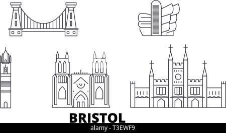 Vereinigtes Königreich, Bristol line Reisen Skyline. Vereinigtes Königreich, Bristol übersicht Stadt Vektor-illustration, Symbol, Reisen, Sehenswürdigkeiten, Wahrzeichen. Stock Vektor