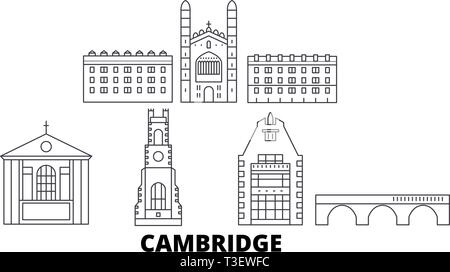 Vereinigtes Königreich, Cambridge line Reisen Skyline. Vereinigtes Königreich, Cambridge übersicht Stadt Vektor-illustration, Symbol, Reisen, Sehenswürdigkeiten, Wahrzeichen. Stock Vektor
