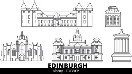 Vereinigtes Königreich, Edinburgh line Reisen Skyline. Vereinigtes Königreich, Edinburgh übersicht Stadt Vektor-illustration, Symbol, Reisen, Sehenswürdigkeiten, Wahrzeichen. Stock Vektor