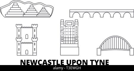 Vereinigtes Königreich, Newcastle Upon Tyne line Reisen Skyline. Vereinigtes Königreich, Newcastle Upon Tyne übersicht Stadt Vektor-illustration, Symbol, Reisen Stock Vektor