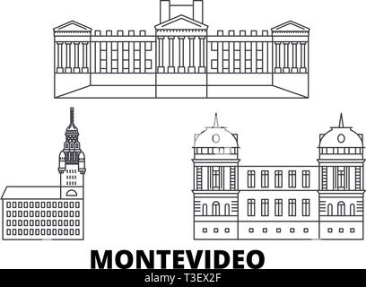 Uruguay, Montevideo line Reisen Skyline. Uruguay, Montevideo Umrisse Stadt Vektor-illustration, Symbol, Reisen, Sehenswürdigkeiten, Wahrzeichen. Stock Vektor