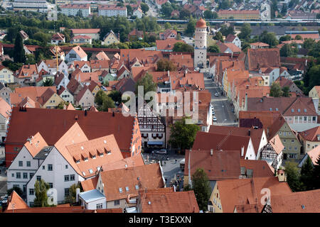 Nördlingen Deutschland, Blick über die Dächer der Altstadt Stockfoto