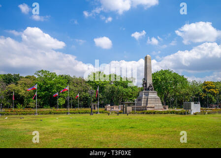 Rizal Park (luneta) und Rizal Monument in Manila. Stockfoto