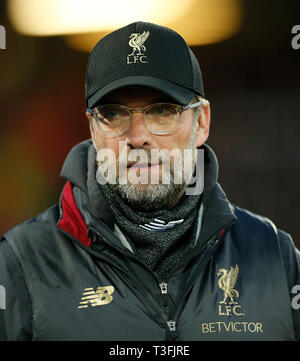 Liverpool, Großbritannien. 09 Apr, 2019. Liverpool Manager Jürgen Klopp vor dem UEFA Champions League Viertelfinale Hinspiel Match zwischen Liverpool und Porto bei Anfield am 9. April 2019 in Liverpool Credit: PHC Images/Alamy leben Nachrichten Stockfoto