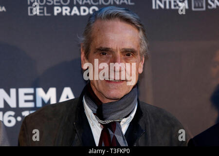 Rom, Italien. 09 Apr, 2019. Schauspieler Jeremy Irons posiert für die Fotografen bei der Präsentation der Dokumentarfilm Bicentennial der Das Museum der Prado in Madrid. Credit: insidefoto Srl/Alamy leben Nachrichten Stockfoto