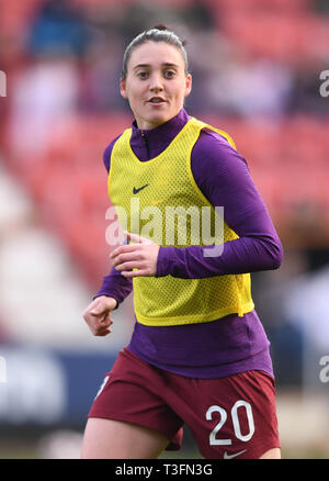 Grafschaft Boden, Swindon, UK. 9 Apr, 2019. Frauen im internationalen Fußball freundlich zwischen England und Spanien; Jade Moore von England Credit: Aktion plus Sport/Alamy leben Nachrichten Stockfoto