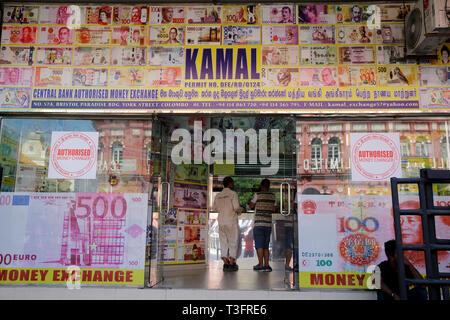 International money Exchange shop in Colombo, der Hauptstadt Sri Lankas. Stockfoto