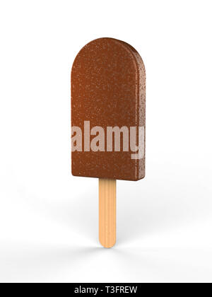 Eis Schokolade popsicle auf Stick auf weißem Hintergrund. Stockfoto