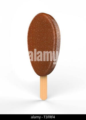 Eis Schokolade popsicle auf Stick auf weißem Hintergrund. Stockfoto