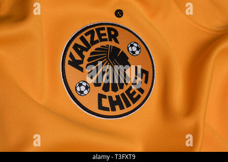 Nahaufnahme von Kaizer Chiefs Jersey. Stockfoto