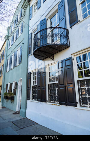 Fassade des Regenbogens Zeile Charleston South Carolina Stockfoto