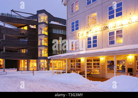 Architektur von Tromso, gilt als die nördlichste Stadt der Welt mit einer Bevölkerung über 50,000 Stockfoto