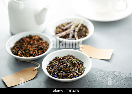 Sortierte Auswahl an Teesorten Stockfoto