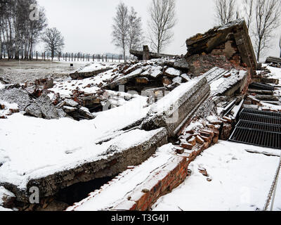 Bleibt der Gaskammer und Krematorium, Auschwitz Birkenau, Konzentrationslager, Vernichtungslager, Polen Stockfoto