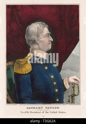 Zachary Taylor, Wahl der Nation für 12. Präsident der Vereinigten Staaten, Profil Portrait, Lithographie, Nathaniel Currier, 1847 Stockfoto