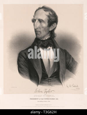 John Tyler, Präsident der Vereinigten Staaten, 1841, geboren am 29. März 1790, vom Leben auf Stein durch Chs. Fenderich, 1841 Stockfoto